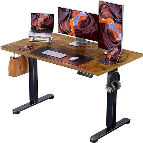 ErGear Electric Standing Desk 120 x 60cm 4 Memory with Splice Board | 72–118cm Lift, 2 Hooks, 80kg Load, Cable management, Smart Pannel, Quiet Motor, Easy Assembly